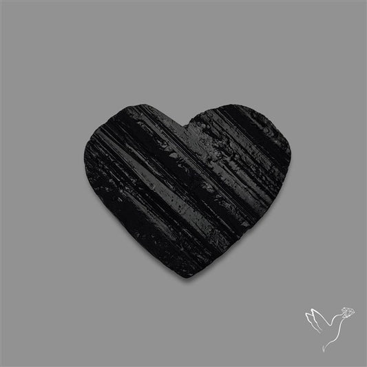 Raw Face Black Tourmaline Heart