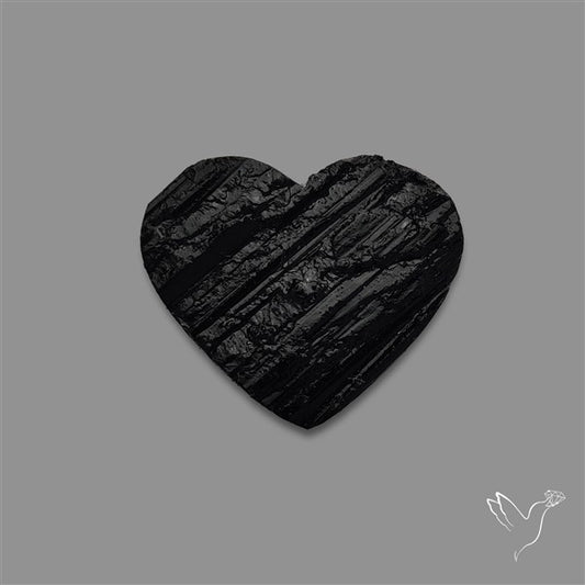 Raw Face Black Tourmaline Heart