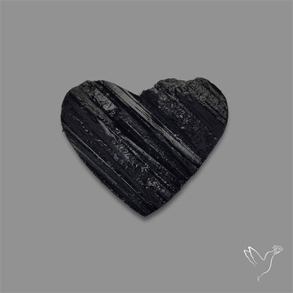 Raw Face Black Tourmaline Heart