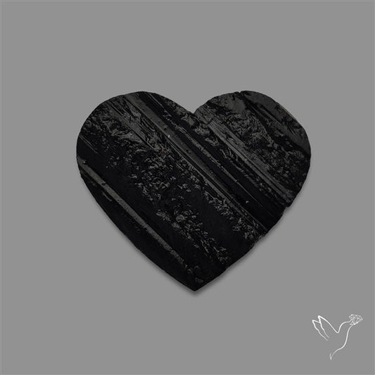 Raw Face Black Tourmaline Heart