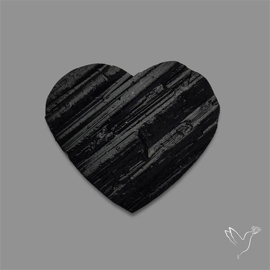 Raw Face Black Tourmaline Heart