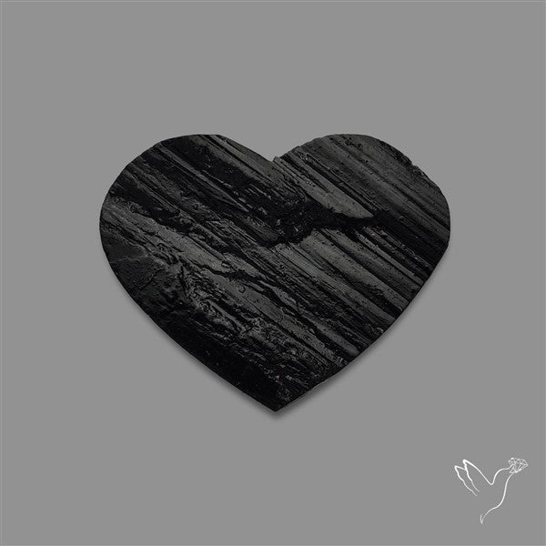 Raw Face Black Tourmaline Heart