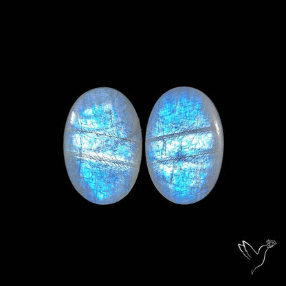 African Blue Moonstone Pair