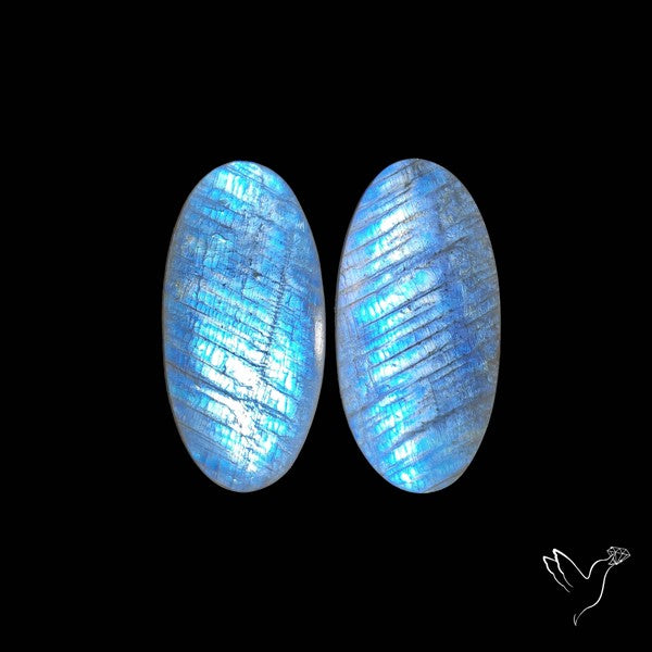African Blue Moonstone Pair