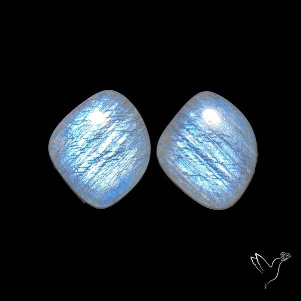 African Blue Moonstone Pair