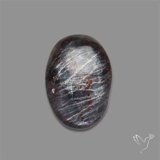 Black Moonstone With Sunstone Inclusions Cabochon