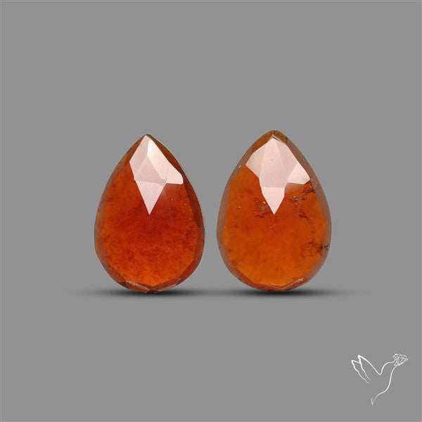 Rose Cut Hessonite Garnet Pair