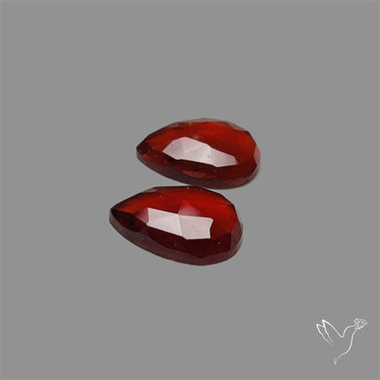 Rose Cut Hessonite Garnet Pair