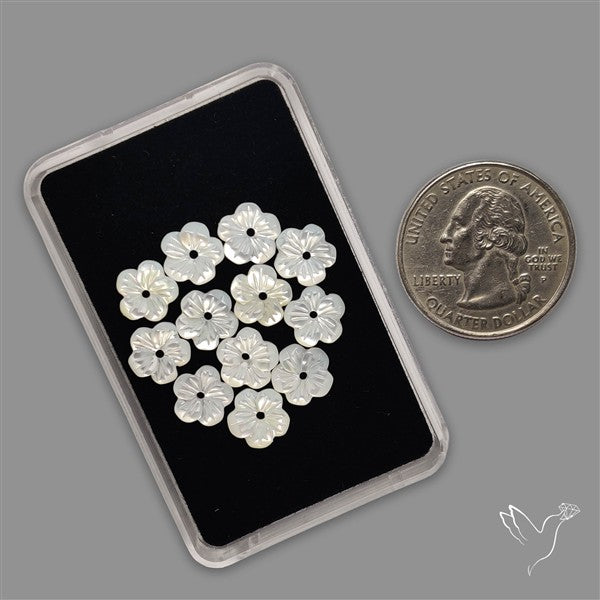 Small Mother Of Pearl Drilled Flowers Lot