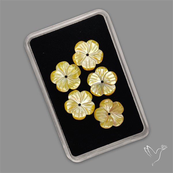 Small Mother Of Pearl Drilled Flowers Lot