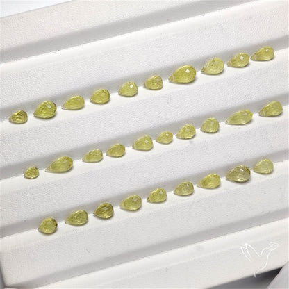 Green Gold Lemon Quartz Faceted Drops Beads Gemstone Set