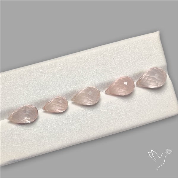 Rose Quartz Faceted Drops Beads Gemstone Set