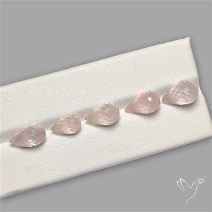 Rose Quartz Faceted Drops Beads Gemstone Set