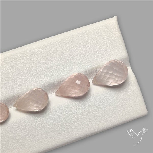 Rose Quartz Faceted Drops Beads Gemstone Set