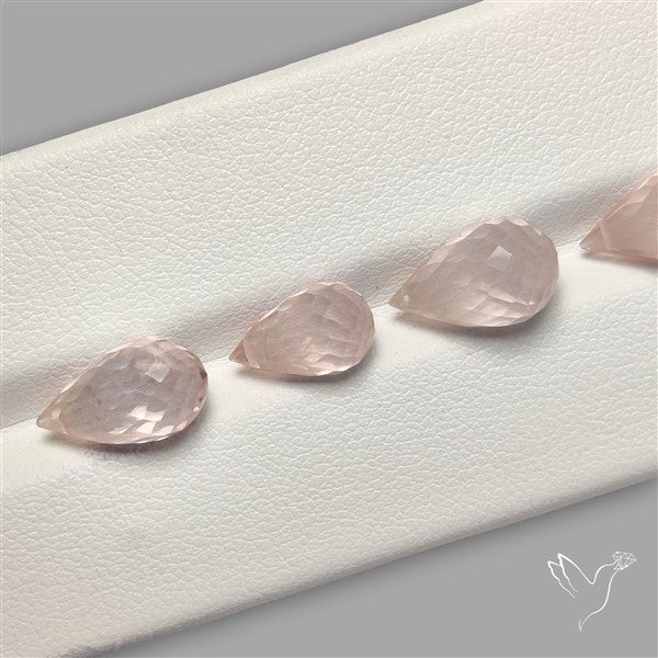 Rose Quartz Faceted Drops Beads Gemstone Set
