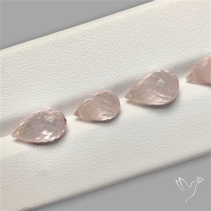 Rose Quartz Faceted Drops Beads Gemstone Set