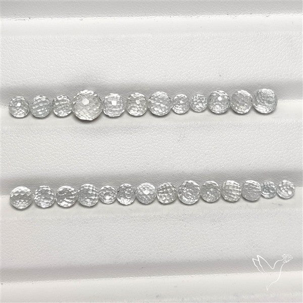 White Topaz Faceted Sphere Beads Gemstone Set