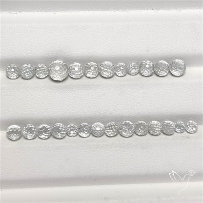 White Topaz Faceted Sphere Beads Gemstone Set