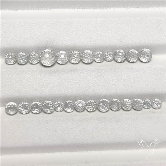 White Topaz Faceted Sphere Beads Gemstone Set