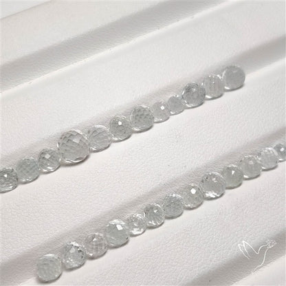 White Topaz Faceted Sphere Beads Gemstone Set