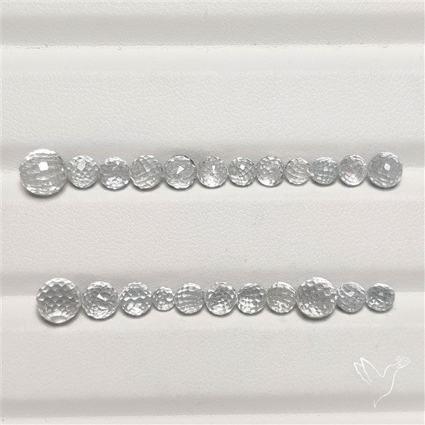 White Topaz Faceted Sphere Beads Gemstone Set