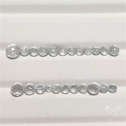 White Topaz Faceted Sphere Beads Gemstone Set