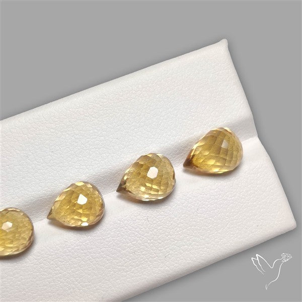 Citrine Faceted Drops Beads Fine Gemstone Set