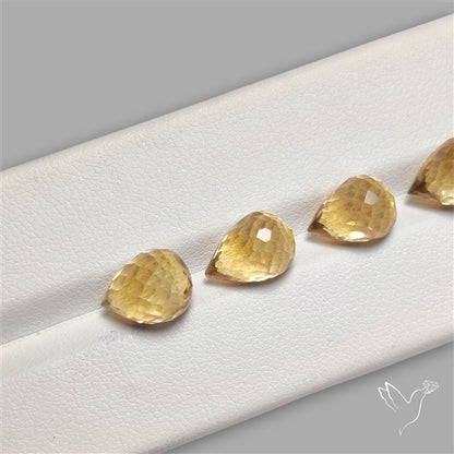Citrine Faceted Drops Beads Fine Gemstone Set