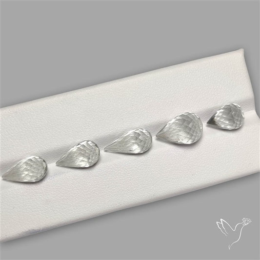 Prasiolite Green Amethyst Faceted Drops Loose Beads Gemstone Set