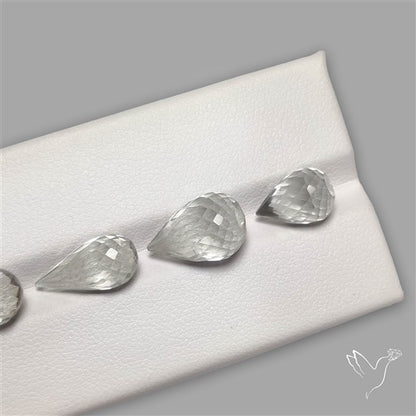 Prasiolite Green Amethyst Faceted Drops Loose Beads Gemstone Set