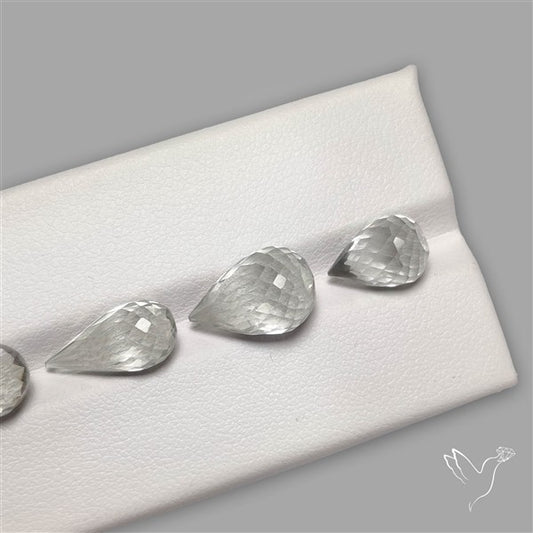 Prasiolite Green Amethyst Faceted Drops Loose Beads Gemstone Set