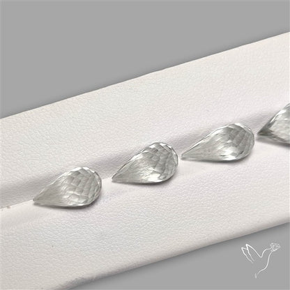 Prasiolite Green Amethyst Faceted Drops Loose Beads Gemstone Set