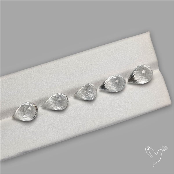 White Topaz Faceted Drops Beads Gemstone Set