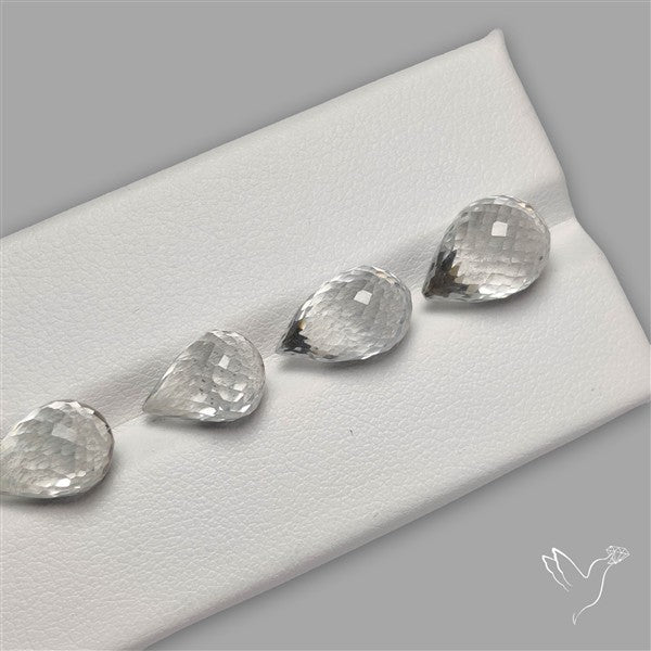 White Topaz Faceted Drops Beads Gemstone Set