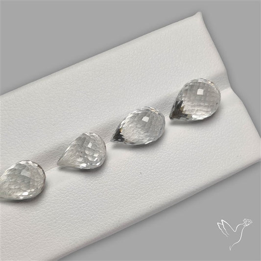 White Topaz Faceted Drops Beads Gemstone Set