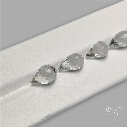 White Topaz Faceted Drops Beads Gemstone Set