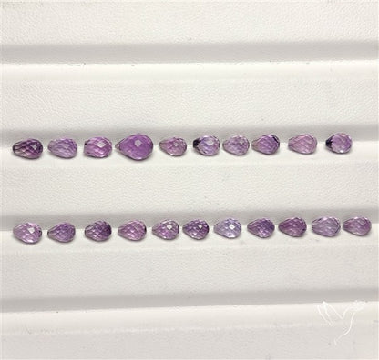 Amethyst Faceted Drops Beads Gemstone Set
