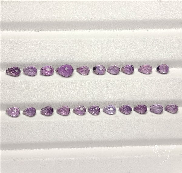 Amethyst Faceted Drops Beads Gemstone Set