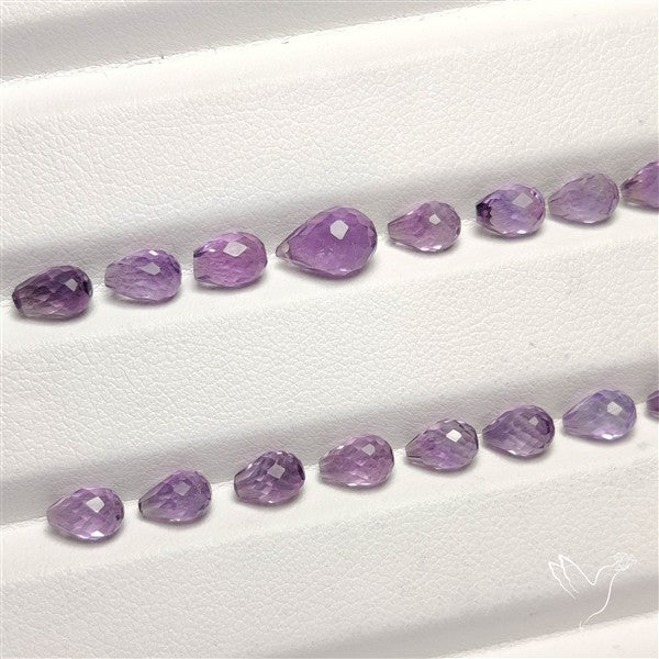 Amethyst Faceted Drops Beads Gemstone Set