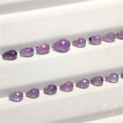 Amethyst Faceted Drops Beads Gemstone Set