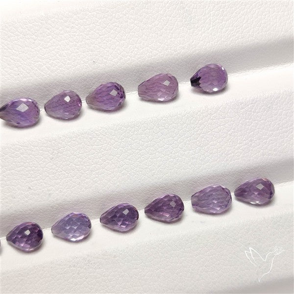 Amethyst Faceted Drops Beads Gemstone Set