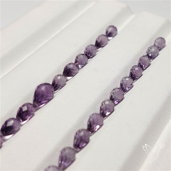 Amethyst Faceted Drops Beads Gemstone Set