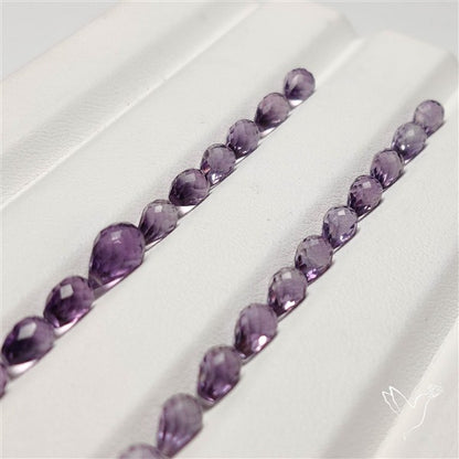 Amethyst Faceted Drops Beads Gemstone Set