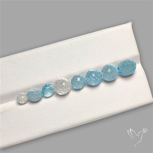 Swiss Blue Topaz And White Topaz Faceted Spehere Beads Gemstone Set