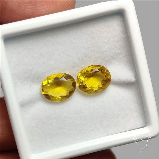 Faceted Yellow Mexican Fire Opal Fine Gemstone Pair