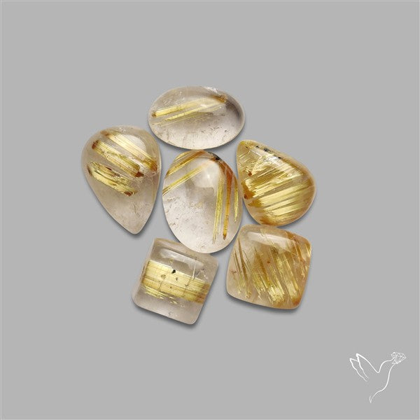 Golden Rutilated Quartz Cabochons Lot