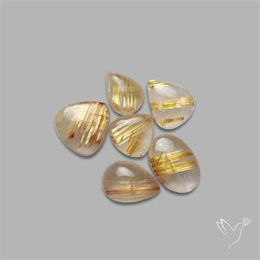 Golden Rutilated Quartz Cabochons Lot