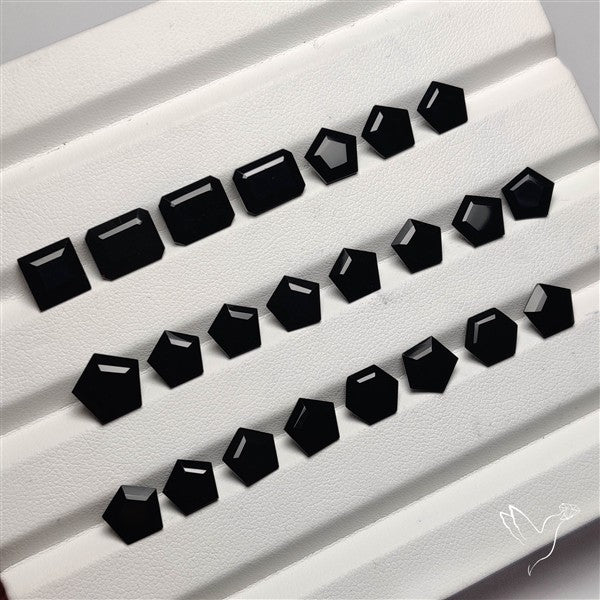 Black Onyx Faceted Gemstones Lot
