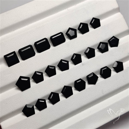 Black Onyx Faceted Gemstones Lot
