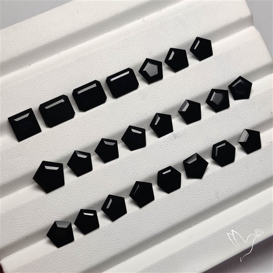 Black Onyx Faceted Gemstones Lot